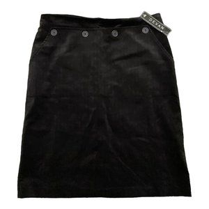 DEVAN Brown Cotton A-line Skirt w/Button Accents Size 8